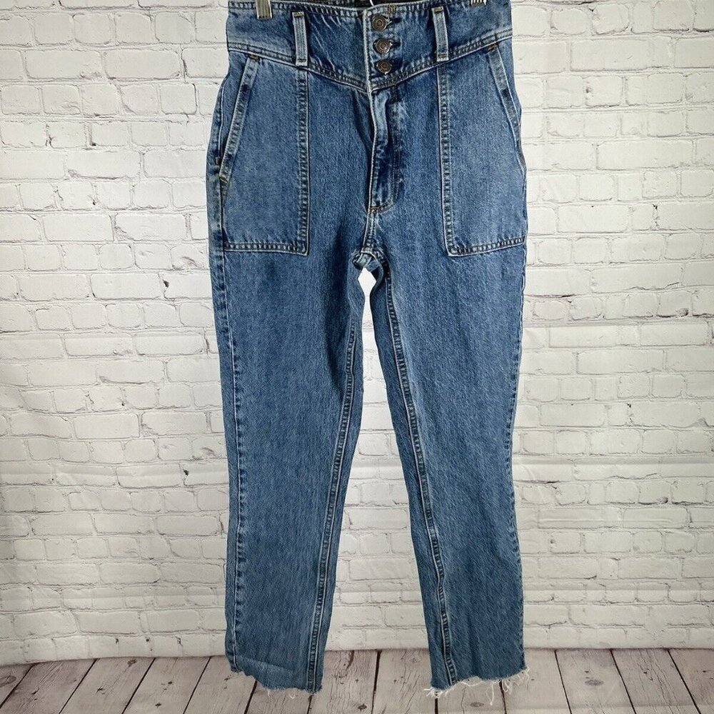 Abercrombie & Fitch Medium Wash High Rise Women’s A&F Mom Jeans 24 (24 x 28.5)